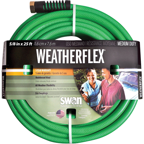 Weatherflex Medium Duty Garden Hoses, Vinyl, 5/8" dia. x 25' Cam Industrial