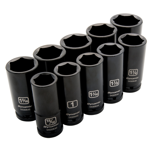 Jeu de douilles SAE, 10 Mcx, Chocs, Prise de 3/4", Profond Cam Industrial