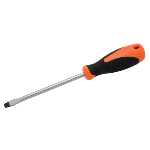 Slotted Screwdriver, 5/16" Tip, Round, 10-5/8" L, Cushion Grip Handle Cam Industrial
