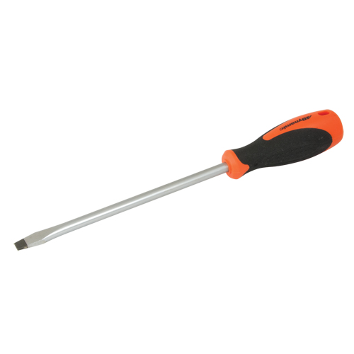 Slotted Screwdriver, 3/8" Tip, Round, 12-5/8" L, Cushion Grip Handle Cam Industrial