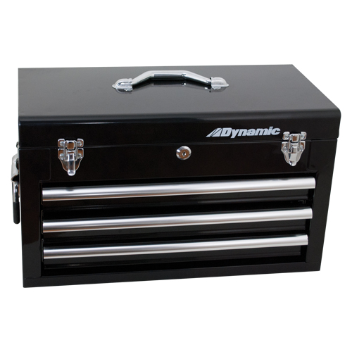 Hand Tool Box with Drawers, 10" D x 20" W x 12" H, Black Cam Industrial