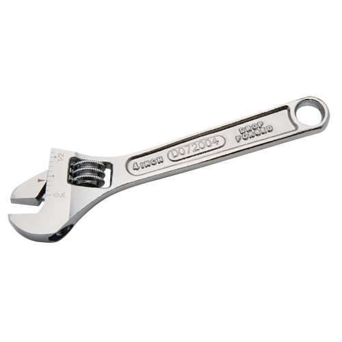 Adjustable Wrench, 4" L, 1/2" Max Width, Chrome Cam Industrial