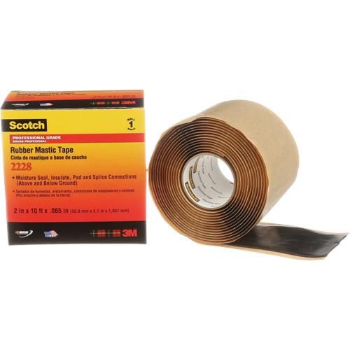 Scotch&reg; Rubber Mastic Tape 2228, 50.8 mm (2") x 3 m (10'), Black Cam Industrial