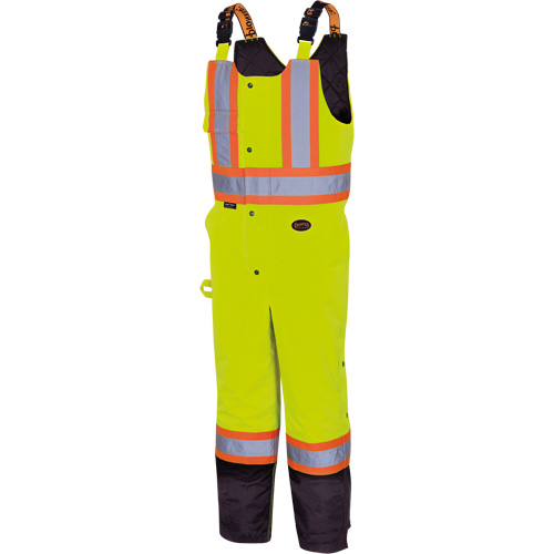 5041BB Waterproof Quilted Bib Pants, Polyester, Large, High Visibility Lime-Yellow Cam Industrial