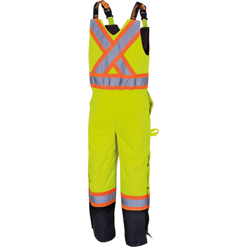 5041BB Waterproof Quilted Bib Pants, Polyester, Large, High Visibility Lime-Yellow Cam Industrial
