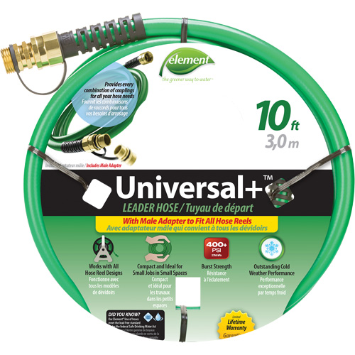 Element&reg; Universal+&reg; Leader Hose, PVC, 1/2" dia. x 10' Cam Industrial