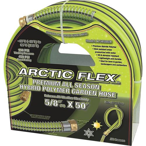 Premium Hybrid Polymer Garden Hose, PVC/Rubber, 5/8" dia. x 50' Cam Industrial