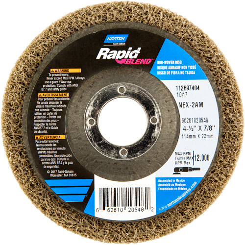 4-1/2X7/8 RAPID FINISH WHEEL NEX-2AM MED, 4-1/2" Dia., Medium Grit, Aluminum Oxide Cam Industrial