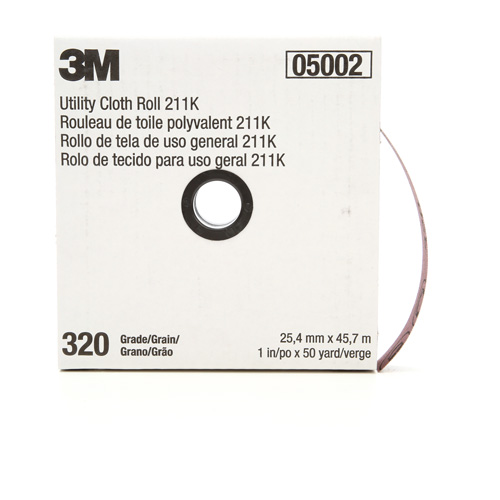 Utility Sanding Roll 211K, Aluminum Oxide, 1" W x 150' L, 320 Grit Cam Industrial