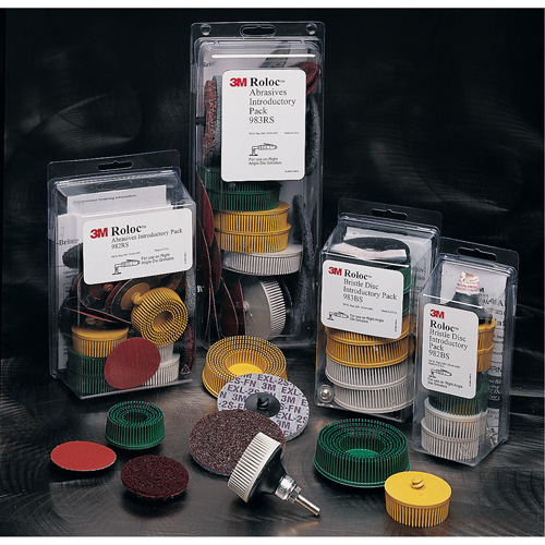 Ensemble de meules en soie Roloc Scotch-Brite, C&eacute;ramique, Grain 50, 80, 120, 2" dia. Cam Industrial