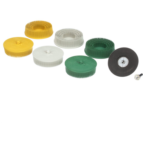 Roloc Bristle Disc Kit, Aluminum Oxide, Several Grit, 3" Dia. Cam Industrial