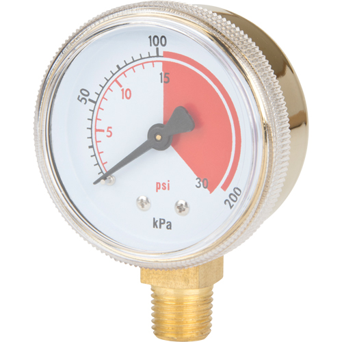 Brass Gauge, 2-1/2" , 30 psi, Bottom Mount, Analogue Cam Industrial