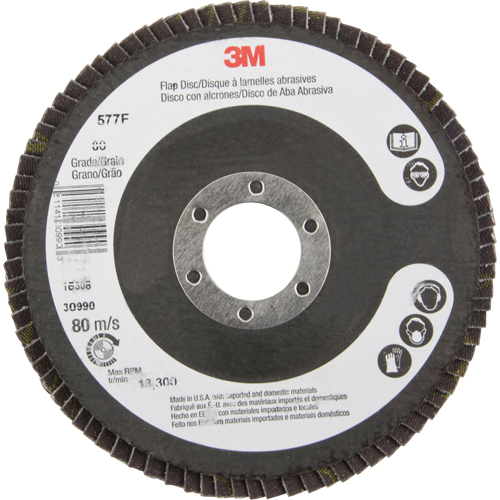 Flap Wheels - 577F Flap Discs, 4-1/2" x 7/8", Type 29, 80 Grit, Zirconium Cam Industrial