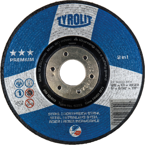 Premium 2-in-1 Grinding Wheel, 4-1/2" x 9/32", 7/8" Arbor, Type 27 Cam Industrial