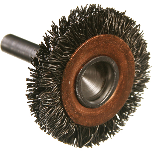 Circular Crimped Wire End Brushes, 2", 0.014" Fill, 1/4" Shank Cam Industrial