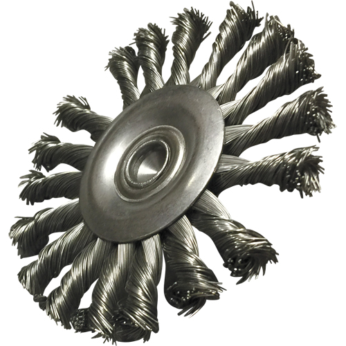 Circular Knotted Wire End Brushes, 3-1/2" Dia., 0.014" Wire Dia., 1/4" Shank Cam Industrial