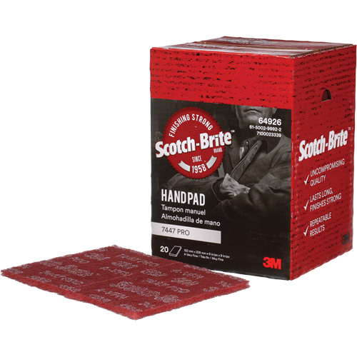 Scotch-Brite 7447 Hand Pads, Aluminum Oxide, 9" x 6", Very Fine Grit Cam Industrial