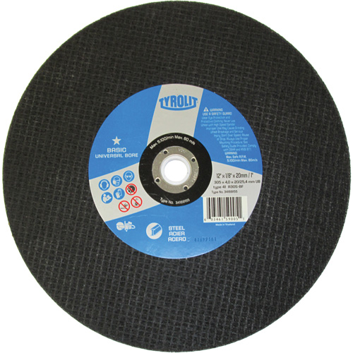 Basic Cut-Off Wheel, 12" x 1/8", 1" Arbor, 1, Aluminum Oxide Cam Industrial