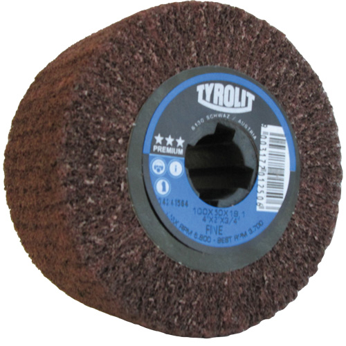 Tambour de conditionnement de surface Pro-Line, 4" dia. x 2" la, 3/4" Arbre, Grain Fin, Oxyde d'aluminium Cam Industrial