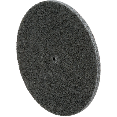 Meule unitaris&eacute;e EXL Scotch-Brite, 6" x 1/4", Arbre de 1/4", Grain de Fin, Carbure de silicium Cam Industrial