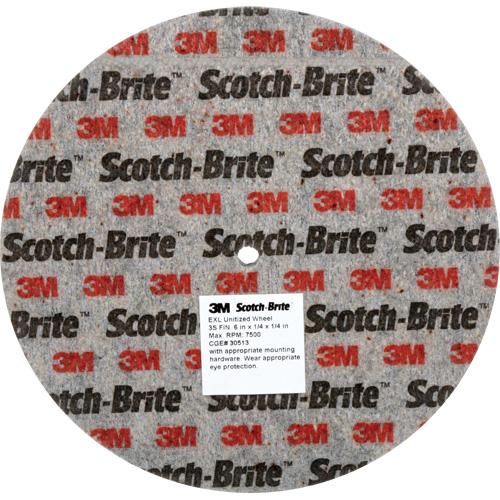 Meule unitaris&eacute;e EXL Scotch-Brite, 6" x 1/4", Arbre de 1/4", Grain de Fin, Carbure de silicium Cam Industrial