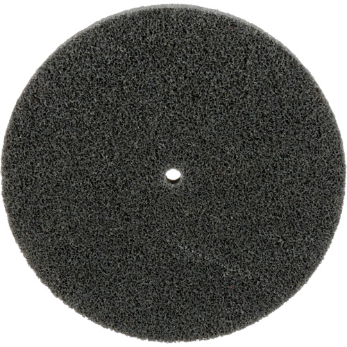 Meule unitaris&eacute;e EXL Scotch-Brite, 5" x 1/2", Arbre de 1/4", Grain de Fin, Carbure de silicium Cam Industrial