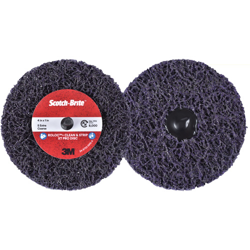 Scotch-Brite Roloc+ Clean & Strip XT Pro Disc, 4" Dia., Extra Coarse Grit, Silicon Carbide Cam Industrial