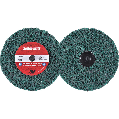 Disque extra coupe  Clean and Strip  XT Pro Roloc Scotch-Brite, 4" dia., Grain Extra grossier, Oxyde d'aluminium Cam Industrial