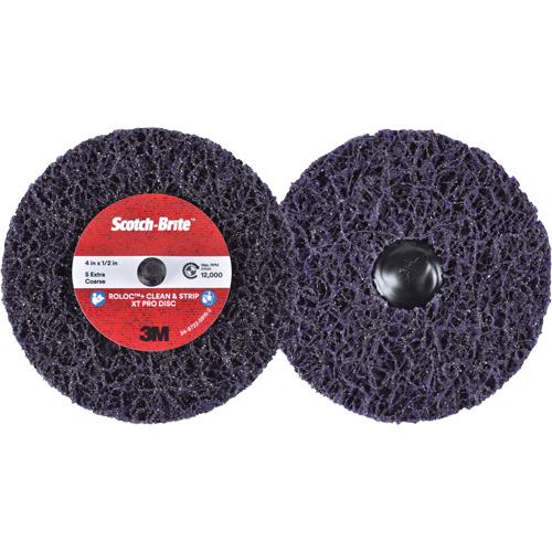 Disque  Clean and Strip  XT Pro Roloc Scotch-Brite, 4" dia., Grain Extra grossier, Carbure de silicium Cam Industrial