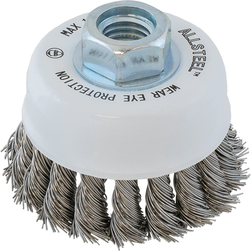 AllSteel Wire Brush, 3" Dia. x 5/8"-11 Arbor Cam Industrial