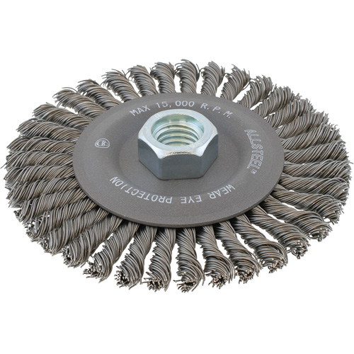 AllSteel Stringer Bead Wire Brush, 5" Dia., 0.02" Fill, 5/8"-11 Arbor, Steel Cam Industrial