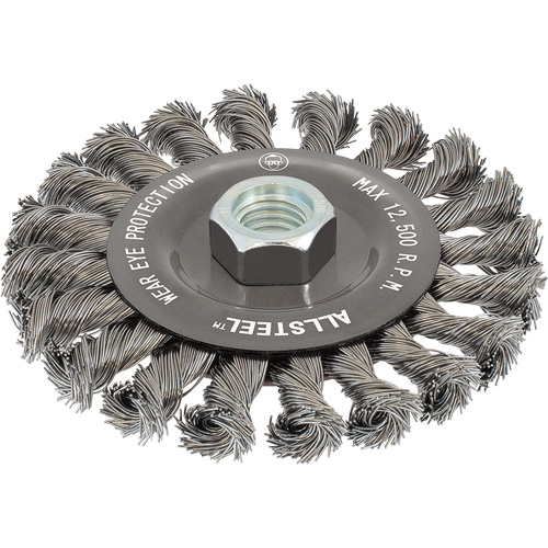 AllSteel Wire Brush, 4-1/2" Dia., 0.02" Fill, 5/8"-11 Arbor, Steel Cam Industrial
