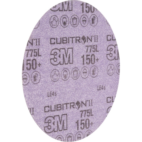 Cubitron II Hookit 775L Series Film Sanding Disc, 6" Dia., 150+ Grit, Ceramic, 3 mils Cam Industrial