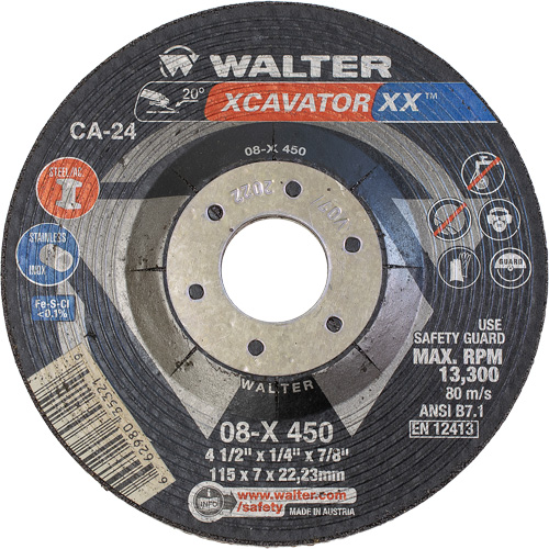 Meule Xcavator XX, 4-1/2" x 1/4", Arbre 7/8", C&eacute;ramique, Type 27 Cam Industrial