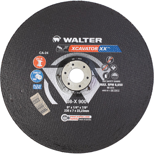 Xcavator XX Grinding Wheel, 9" x 1/4", 7/8" Arbor, Ceramic, Type 27 Cam Industrial