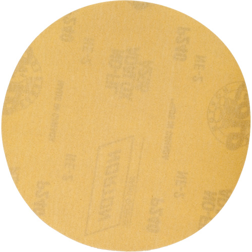 Disque de ponçage en papier H&L Gold Reserve A296 avec trous d'aspiration, dia 6", Grain 240, Oxyde d'aluminium, Poids C Cam Industrial