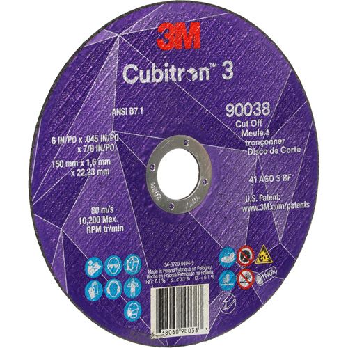 Cubitron 3 Cut-Off Wheel, 6" x 0.045", Type T27, Ceramic, 10200 RPM Cam Industrial