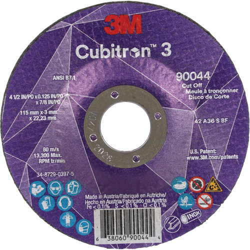 Meule &agrave; tronçonner Cubitron 3, 4-1/2" x 1/8", Arbre de 7/8", Type T27, C&eacute;ramique, 13 300 Tr/min Cam Industrial
