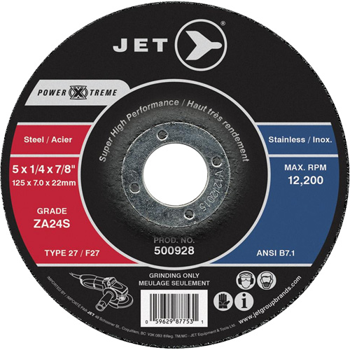 Meule Power-Xtreme ZA24S, 4-1/2" x 1/4", Arbre 7/8", Type 27 Cam Industrial
