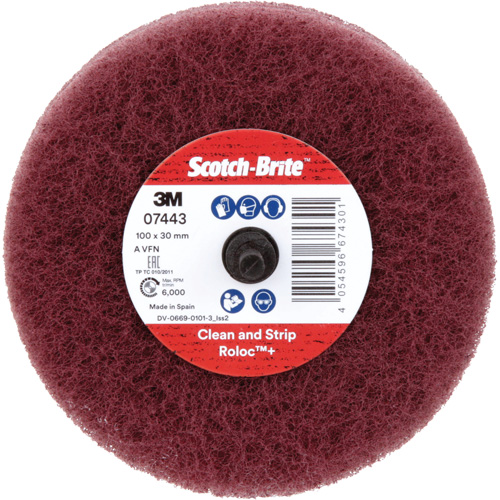 Scotch-Brite Roloc Plus General Purpose Scuffing Wheel, 4" Dia. Cam Industrial