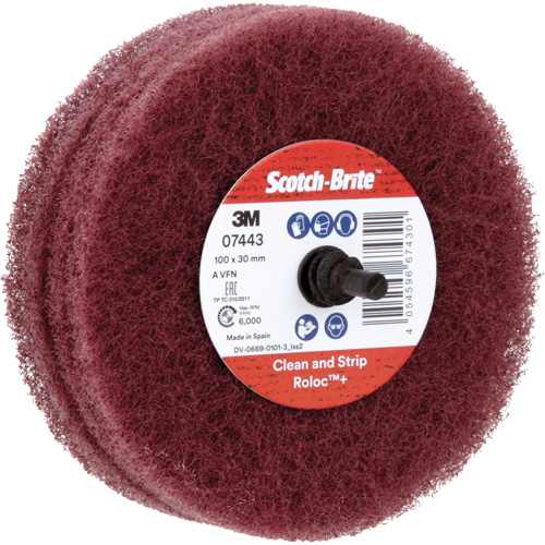 Scotch-Brite Roloc Plus General Purpose Scuffing Wheel, 4" Dia. Cam Industrial