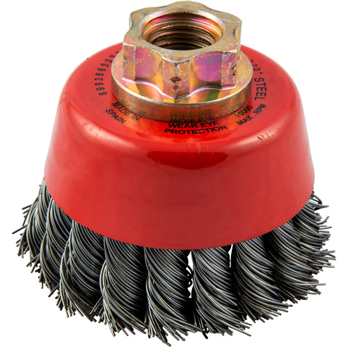Knotted Wire Cup Brush, 2-3/4" Dia. x 5/8"-11 Arbor Cam Industrial