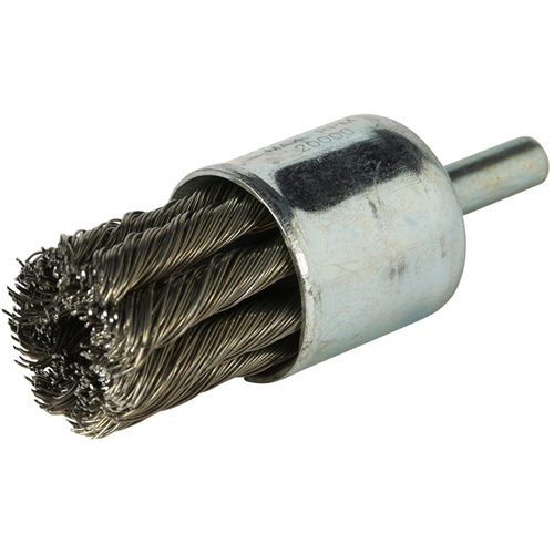 Stem Mounted Knotted Wire Brush, 1" Dia. x 1/4" Arbor Cam Industrial