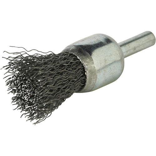 Stem Mounted Crimped Wire Brush, 1", 0.020" Fill, 1/4" Shank Cam Industrial