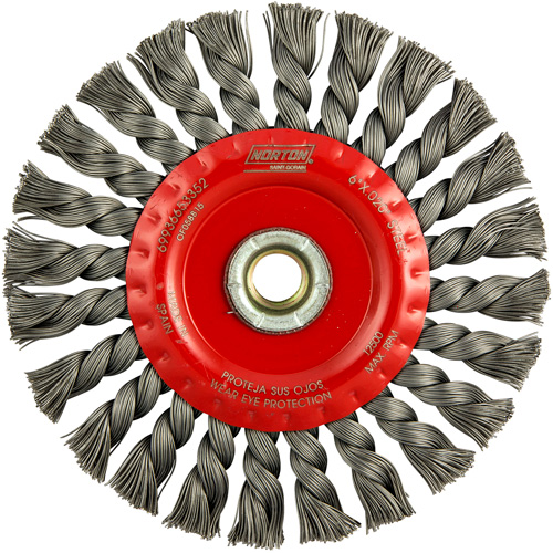 Full Cable Twist Wire Wheel, 6" Dia., 0.023" Fill, 5/8"-11 Arbor, Steel Cam Industrial