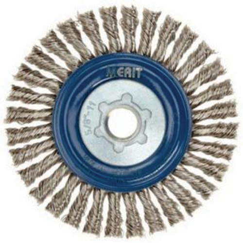 Stringer Bead Knot Wire Brush For Angle Grinders, 5" Dia., 0.02" Fill, 5/8"-11 Arbor, Stainless Steel Cam Industrial