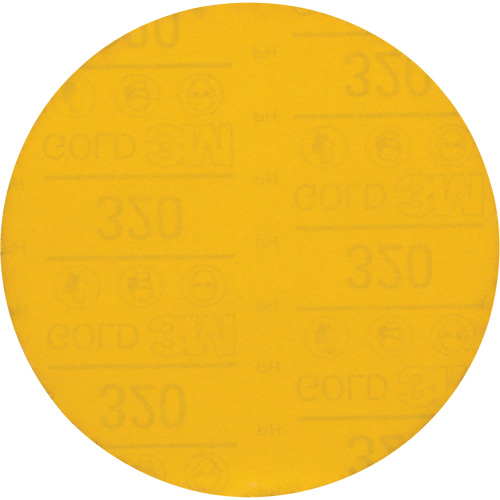 Disque abrasif dor&eacute; Hookit, dia 6", Grain 320, Oxyde d'aluminium, Poids C Cam Industrial