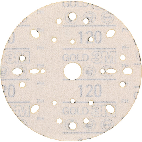 Disque abrasif dor&eacute; Hookit, dia 6", Grain 120, Oxyde d'aluminium, Poids C Cam Industrial