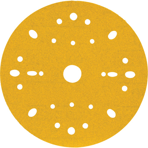 Hookit Gold Abrasive Disc, 6" Dia., 180 Grit, Aluminum Oxide, C-Weight Cam Industrial