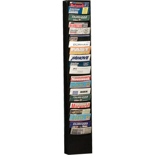 Literature Storage Racks, Stationary, 20 Slots, Steel, 9-3/4" W x 4-1/8" D x 58" H Cam Industrial